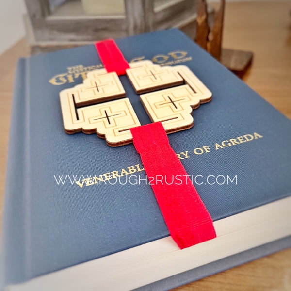 Jerusalem Cross Engraved Wood Bookmark