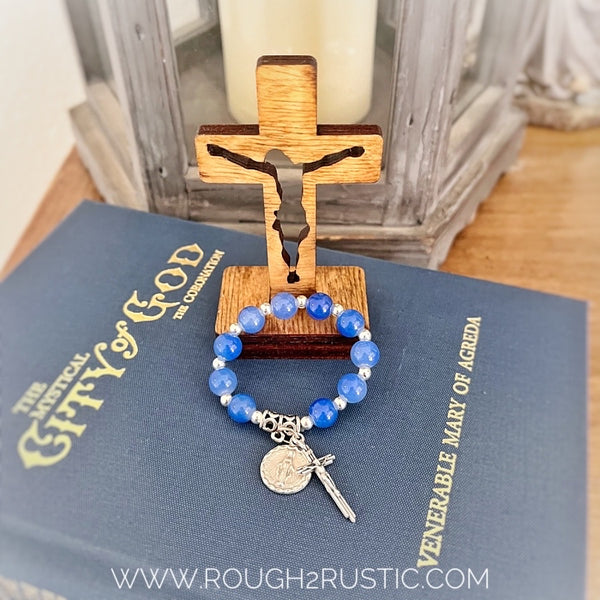 Gift Set - Mini Pocket Decade Rosary with 3.5 inch Standing Crucifix