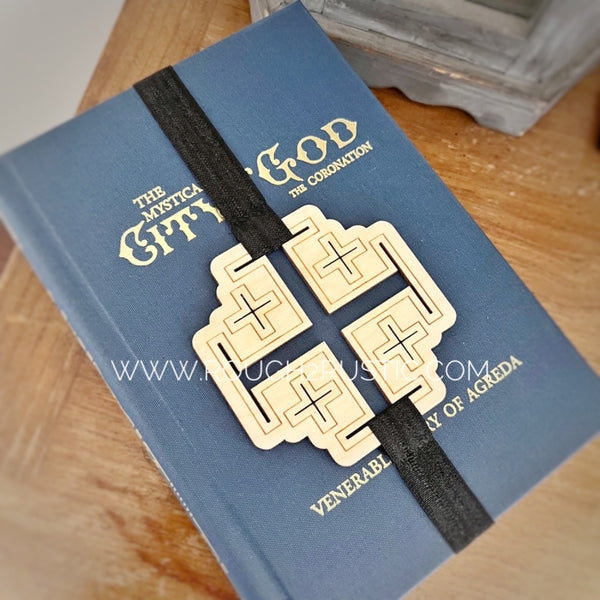 Jerusalem Cross Engraved Wood Bookmark