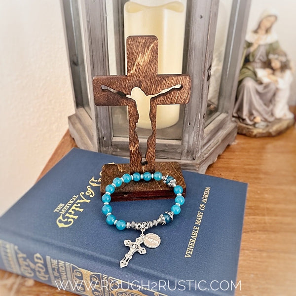 Decade Rosary Bracelet and Crucifix Gift Set
