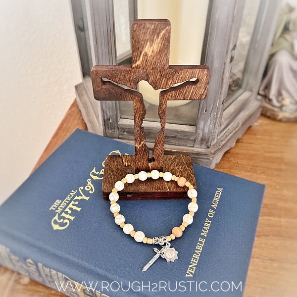 Decade Rosary Bracelet and Crucifix Gift Set
