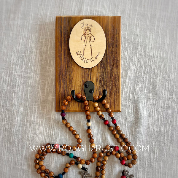 Rustic Reclaimed Wood Divine Mercy Hanger