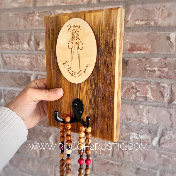 Rustic Reclaimed Wood Divine Mercy Hanger