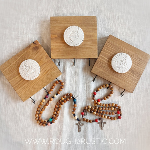 Preorder…Holy Family Hearts Intaglio Rosary Hanger
