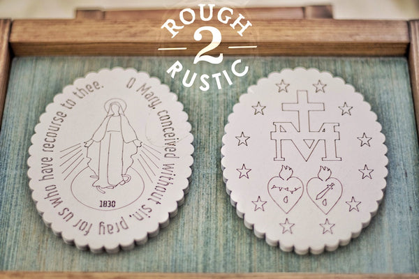 PREORDER…Blue/White/Brown Miraculous Medal Rosary Hanger