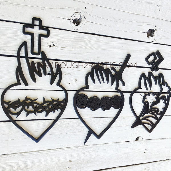 Holy Family Hearts - Wooden Wall Hanging