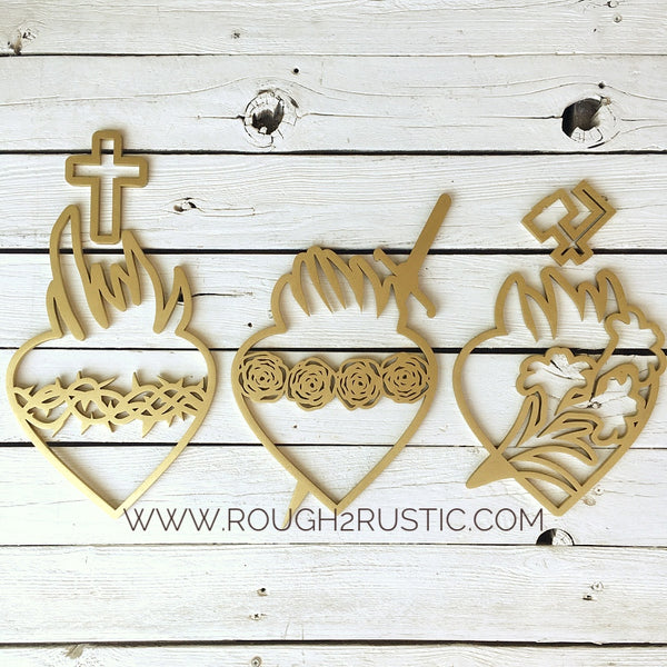 Holy Family Hearts - Wooden Wall Hanging