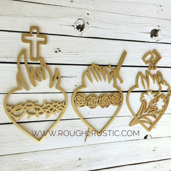 Holy Family Hearts - Wooden Wall Hanging