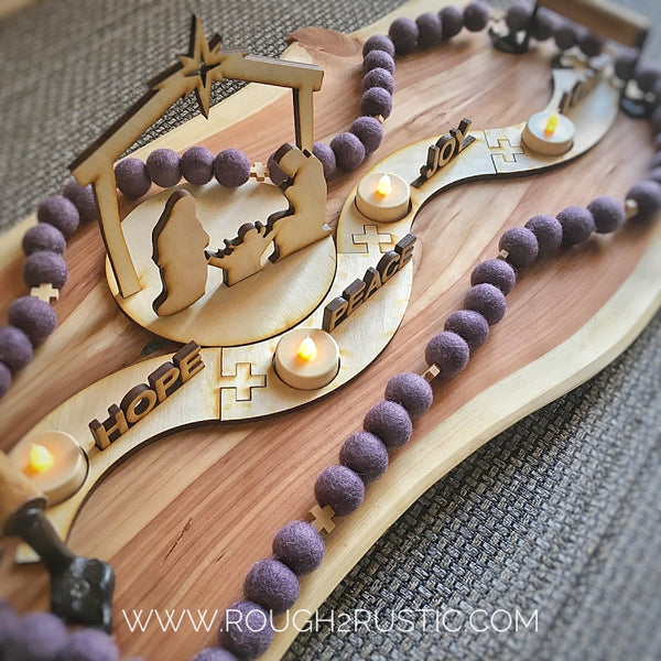 Adjustable Wood Advent Wreath (11 pieces)