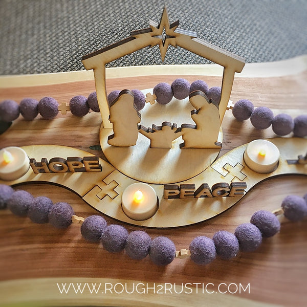 Adjustable Wood Advent Wreath (11 pieces)