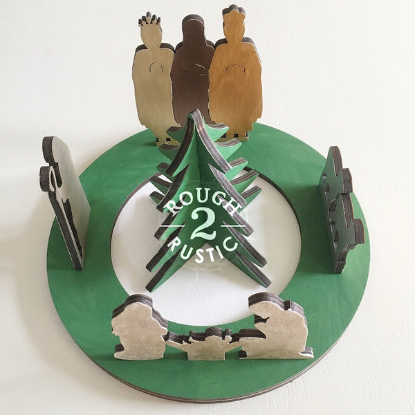 10 Piece Wood Advent/Nativity Wreath