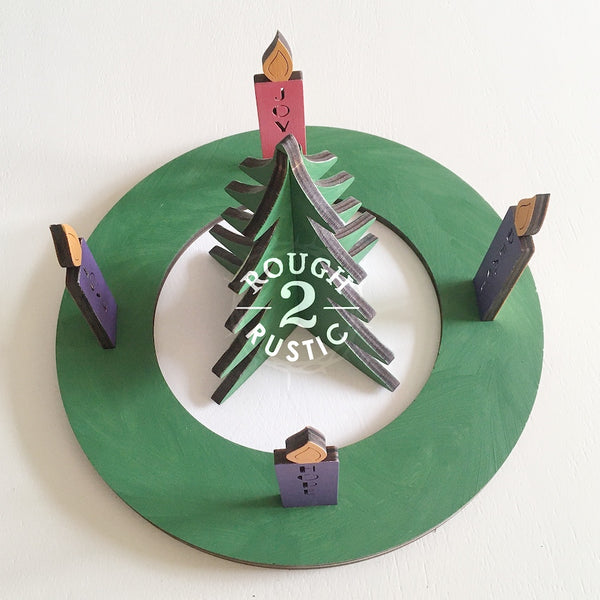 10 Piece Wood Advent/Nativity Wreath
