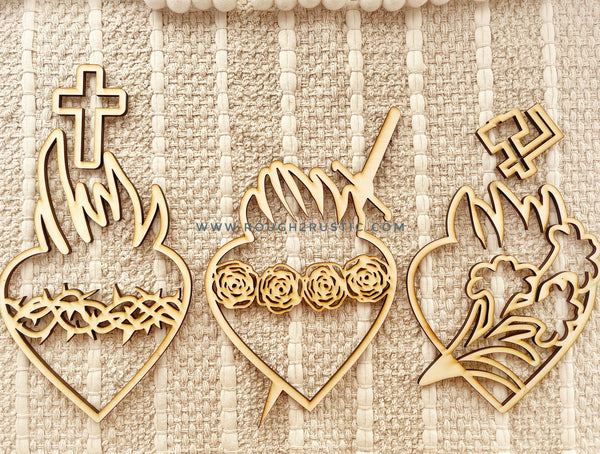 Holy Family Hearts - Wooden Wall Hanging