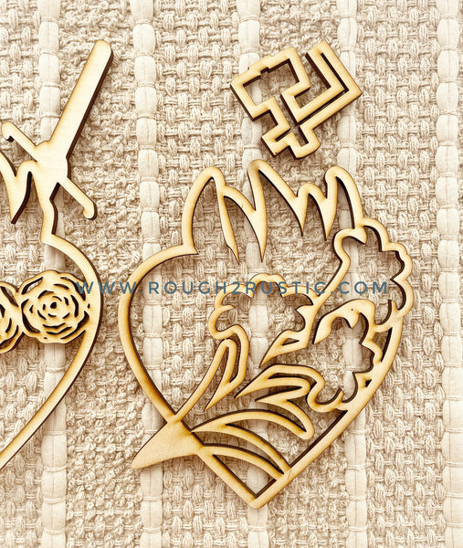 Holy Family Hearts - Wooden Wall Hanging