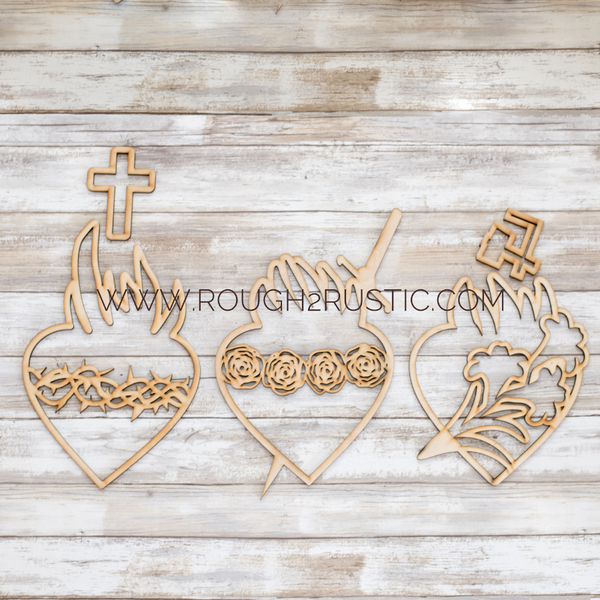 Holy Family Hearts - Wooden Wall Hanging