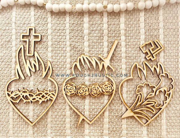 Holy Family Hearts - Wooden Wall Hanging