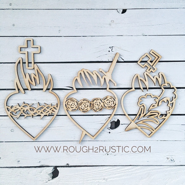 Holy Family Hearts - Wooden Wall Hanging