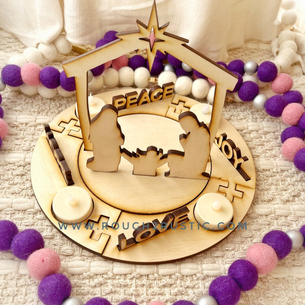 Adjustable Wood Advent Wreath (11 pieces)