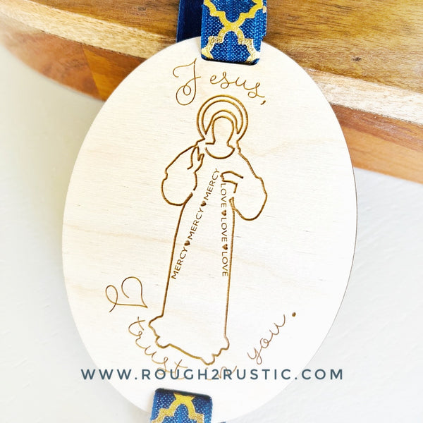 Divine Mercy Engraved Wood Bookmark