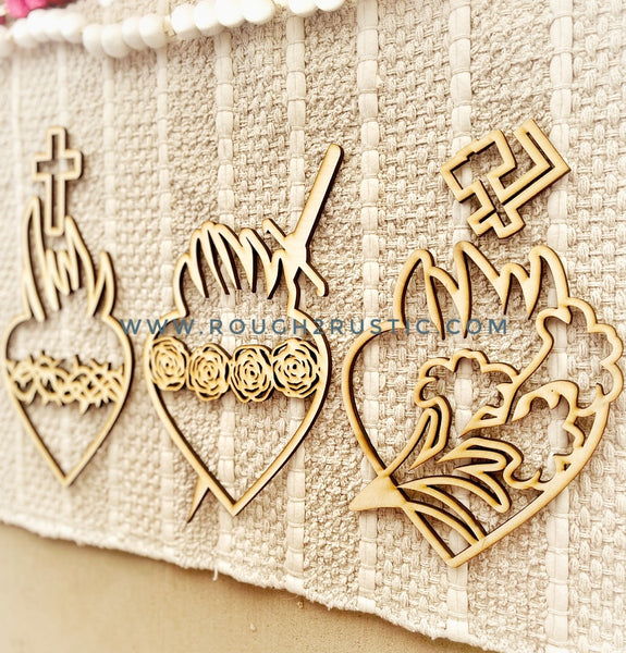 Holy Family Hearts - Wooden Wall Hanging