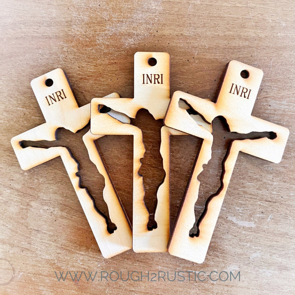 engraved 5 inch silhouette style crucifix set
