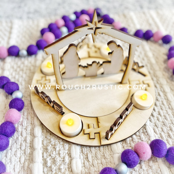 Adjustable Wood Advent Wreath (11 pieces)