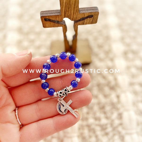 Gift Set - Mini Pocket Decade Rosary with 3.5 inch Standing Crucifix