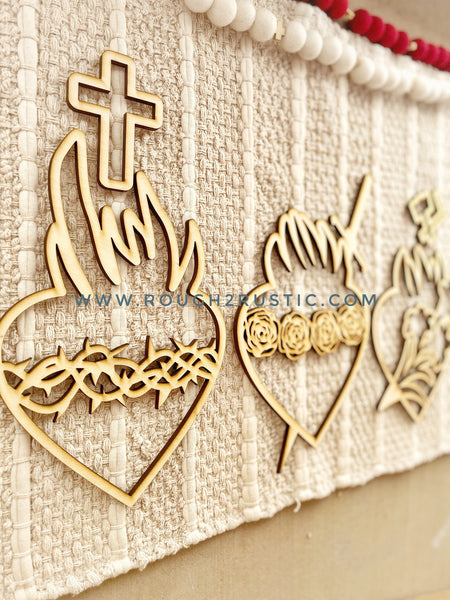 Holy Family Hearts - Wooden Wall Hanging