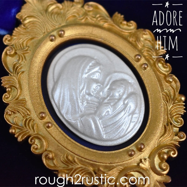 Gold and Blue Framed Intaglio Ornaments