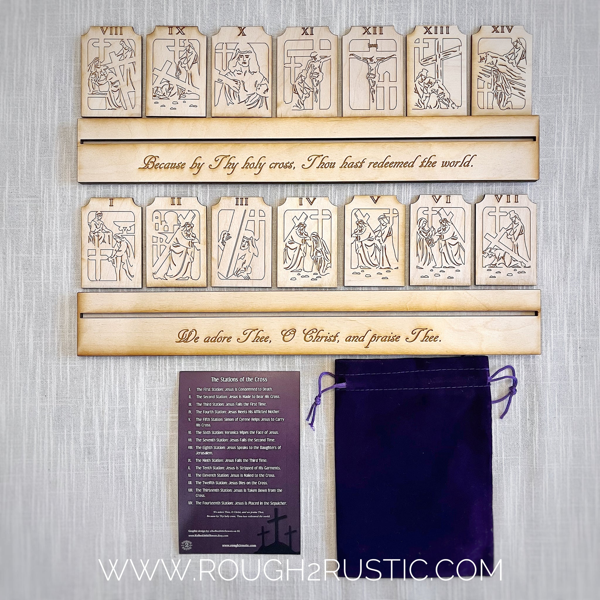 Engraved Shelf Display Stations of the Cross – Rough 2 Rustic