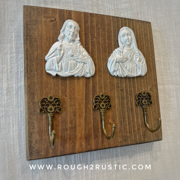 Sacred and Immaculate Hearts Intaglio Rosary Hanger
