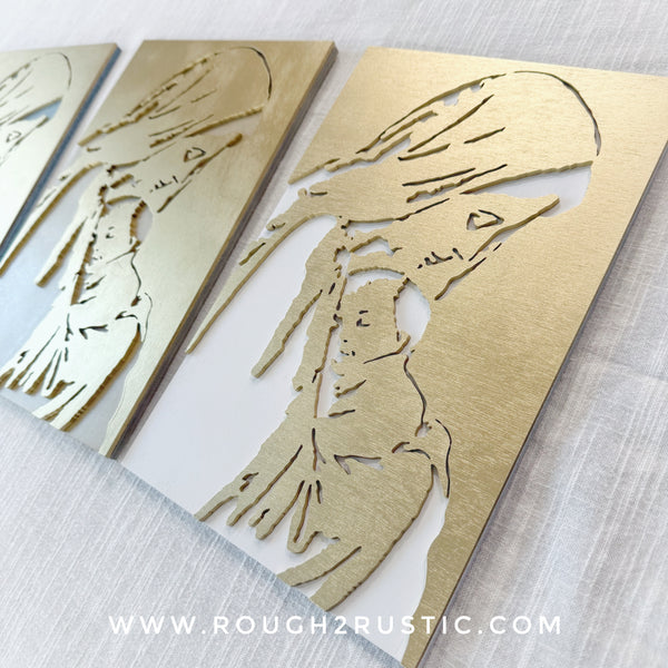 Wood Blessed Mother and Baby Jesus Portrait