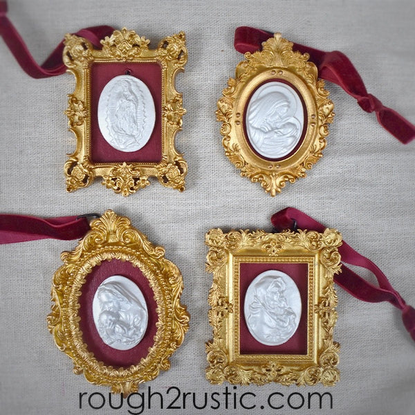 Gold and Red Framed Intaglio Ornaments