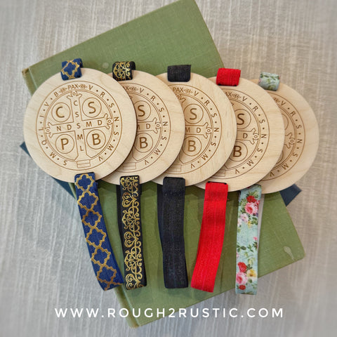 St Benedict Engraved Wood Bookmark