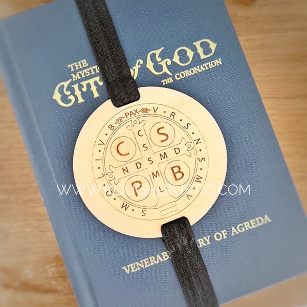 St Benedict Engraved Wood Bookmark