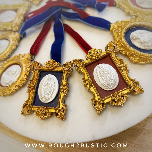 Gold and Red Framed Intaglio Ornaments