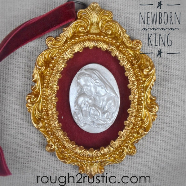 Gold and Red Framed Intaglio Ornaments