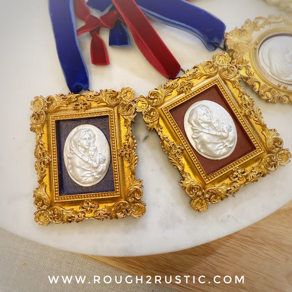 Gold and Red Framed Intaglio Ornaments