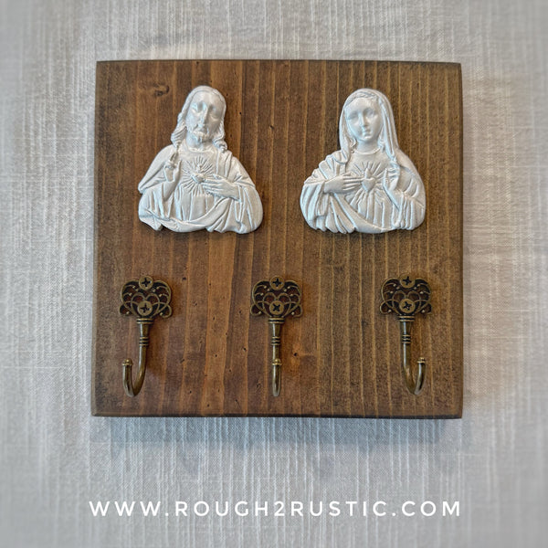 Sacred and Immaculate Hearts Intaglio Rosary Hanger