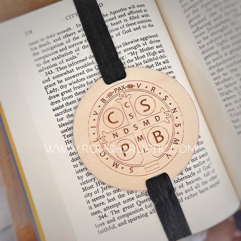 St Benedict Engraved Wood Bookmark