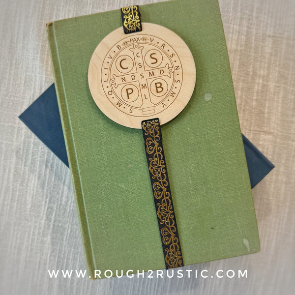 St Benedict Engraved Wood Bookmark