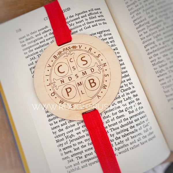 St Benedict Engraved Wood Bookmark