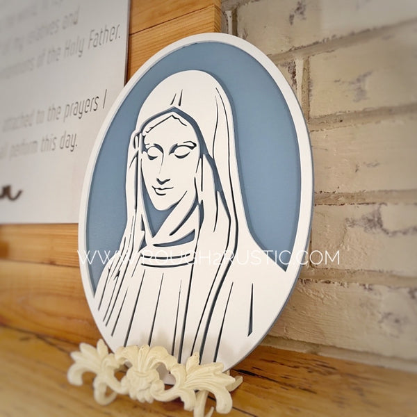 Wood Blessed Mother Cameo