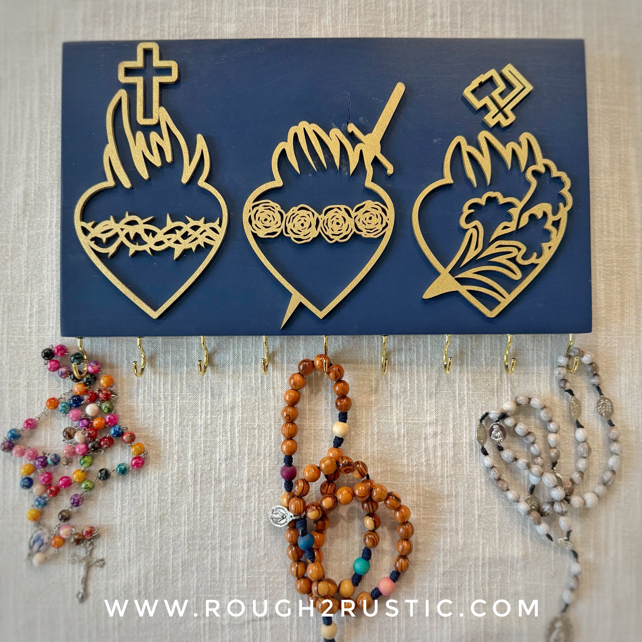 Holy Family Hearts Rosary Hanger