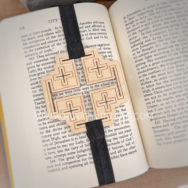 Jerusalem Cross Engraved Wood Bookmark