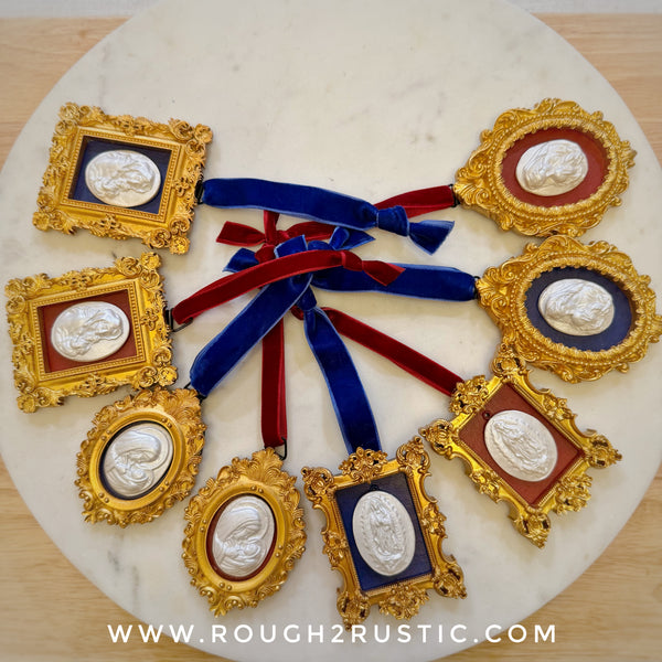 Gold and Red Framed Intaglio Ornaments