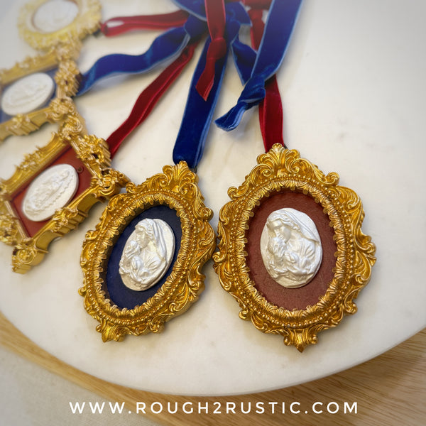 Gold and Red Framed Intaglio Ornaments