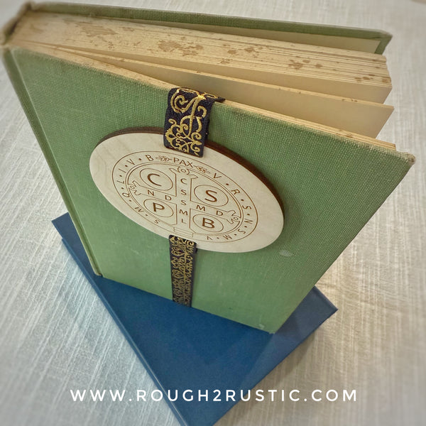 St Benedict Engraved Wood Bookmark