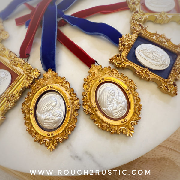 Gold and Red Framed Intaglio Ornaments