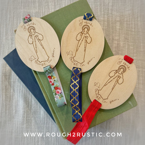 Divine Mercy Engraved Wood Bookmark